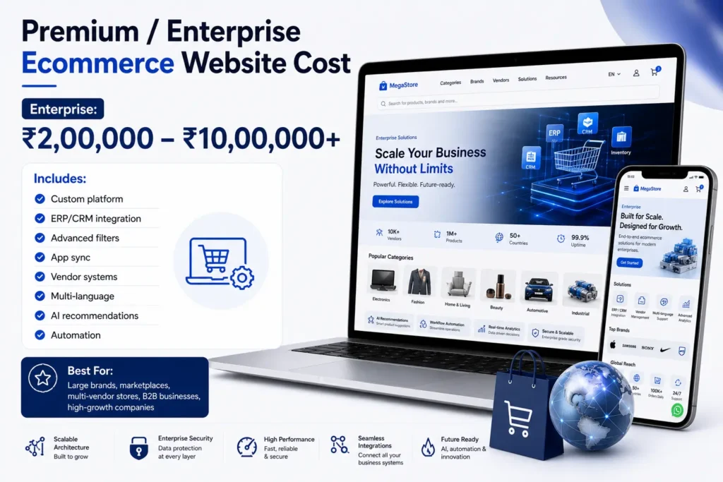Premium Enterprise Ecommerce Website Cost in Ahmedabad | ₹2,00,000+
